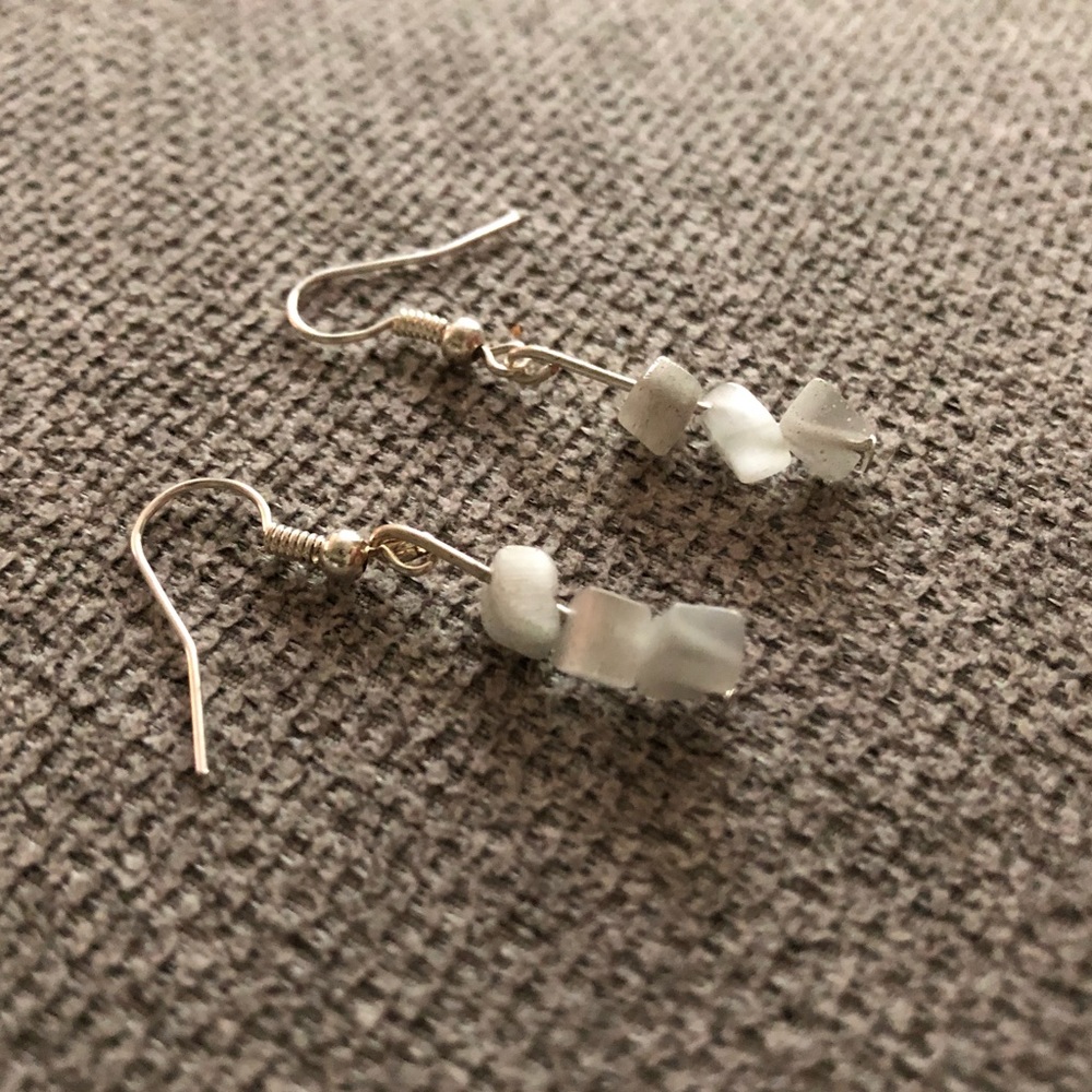 Silver White Quartz Dropdown Earrings